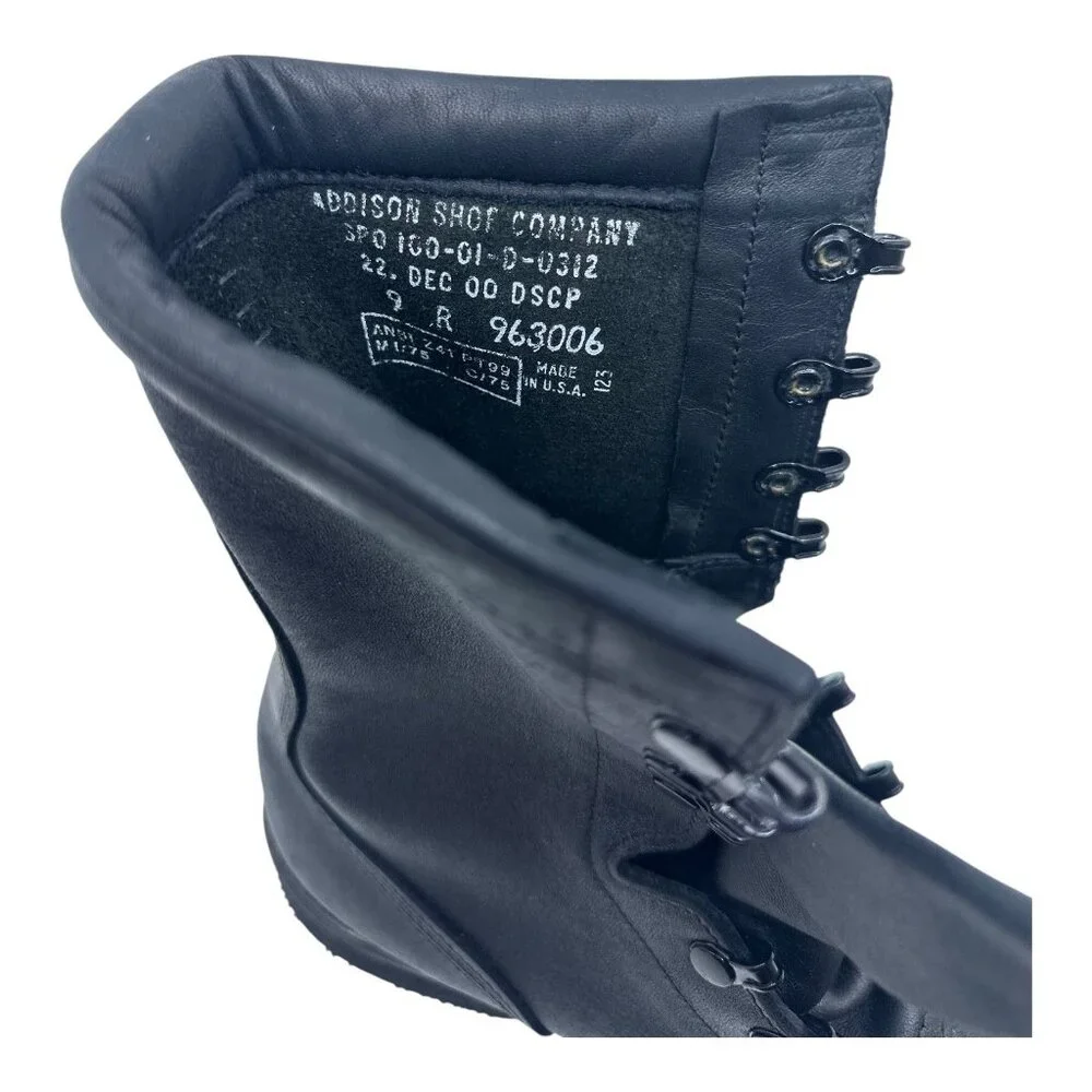 Addison Shoe Company Military Combat Boot‎ 9R Black Steel Toe Leather USA 963006
